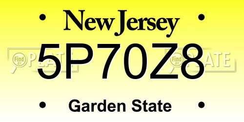 5P70Z8 New Jersey License Plate