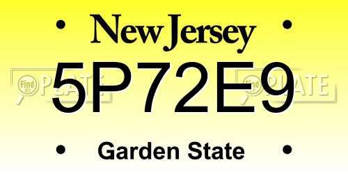 5P72E9 New Jersey License Plate