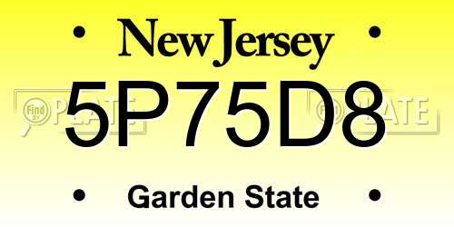 5P75D8 New Jersey License Plate