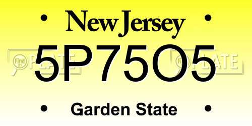 5P75O5 New Jersey License Plate