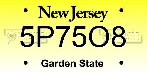 5P75O8 New Jersey License Plate