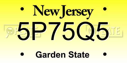 5P75Q5 New Jersey License Plate