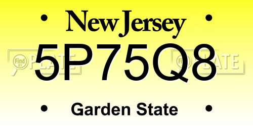 5P75Q8 New Jersey License Plate