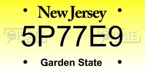 5P77E9 New Jersey License Plate
