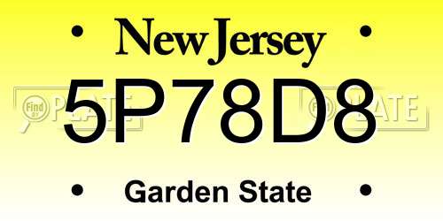 5P78D8 New Jersey License Plate