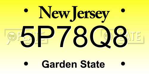 5P78Q8 New Jersey License Plate
