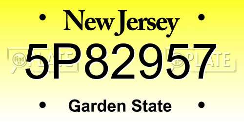 5P82957 New Jersey License Plate