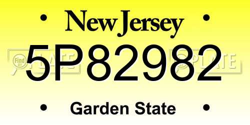 5P82982 New Jersey License Plate