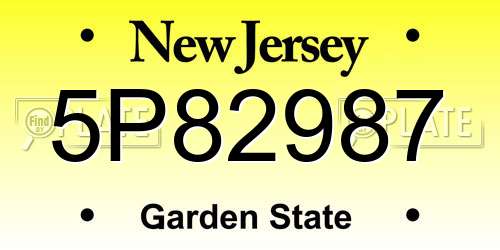 5P82987 New Jersey License Plate