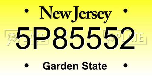 5P85552 New Jersey License Plate