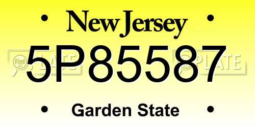 5P85587 New Jersey License Plate