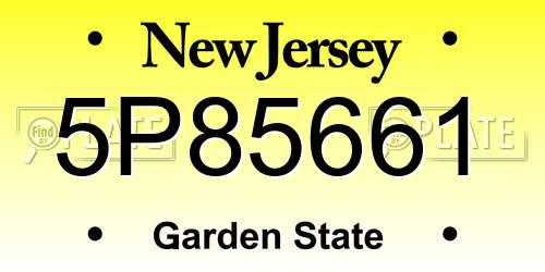 5P85661 New Jersey License Plate