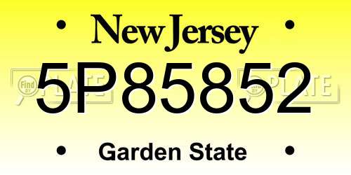 5P85852 New Jersey License Plate