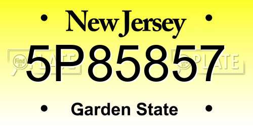 5P85857 New Jersey License Plate