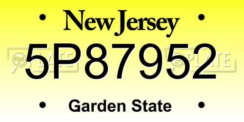 5P87952 New Jersey License Plate