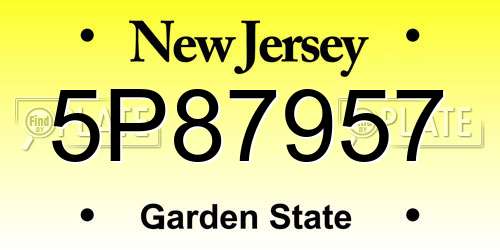 5P87957 New Jersey License Plate