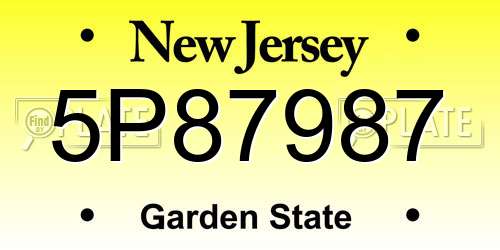 5P87987 New Jersey License Plate