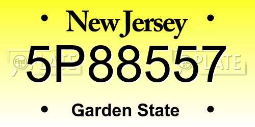 5P88557 New Jersey License Plate