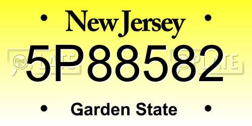 5P88582 New Jersey License Plate