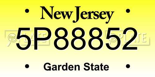 5P88852 New Jersey License Plate