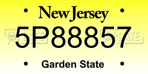 5P88857 New Jersey License Plate