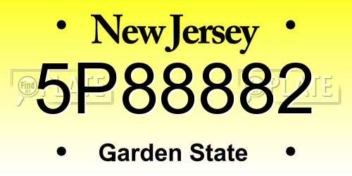 5P88882 New Jersey License Plate