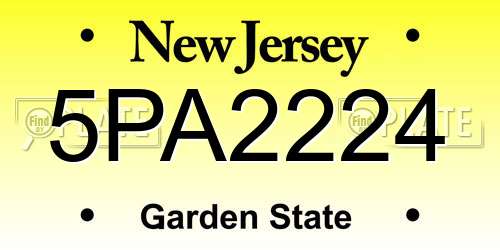 5PA2224 New Jersey License Plate
