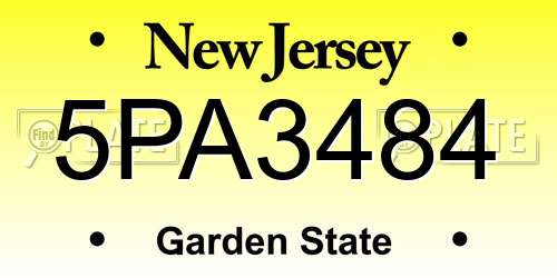 5PA3484 New Jersey License Plate