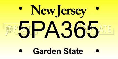 5PA365 New Jersey License Plate