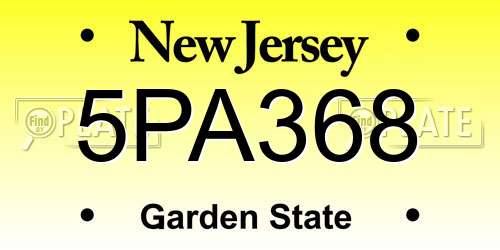 5PA368 New Jersey License Plate