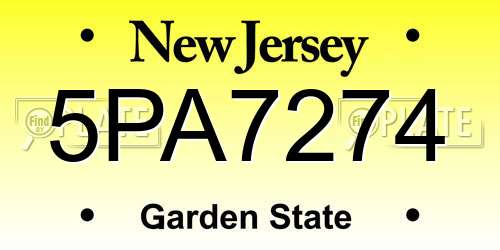 5PA7274 New Jersey License Plate