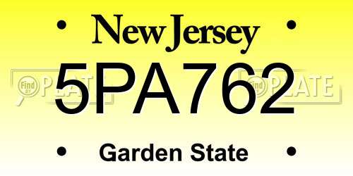 5PA762 New Jersey License Plate