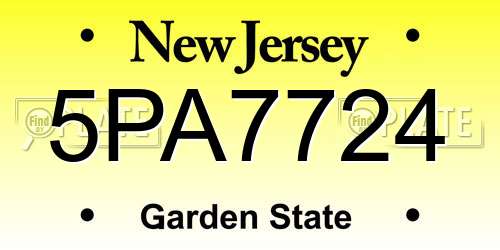 5PA7724 New Jersey License Plate