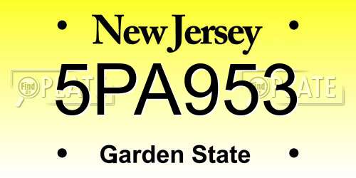 5PA953 New Jersey License Plate