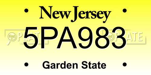 5PA983 New Jersey License Plate