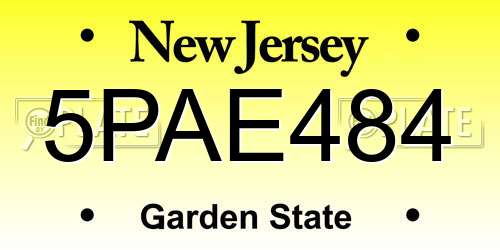 5PAE484 New Jersey License Plate