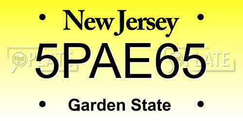 5PAE65 New Jersey License Plate