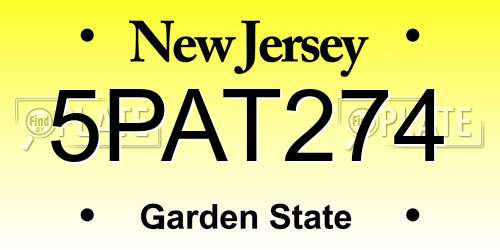 5PAT274 New Jersey License Plate
