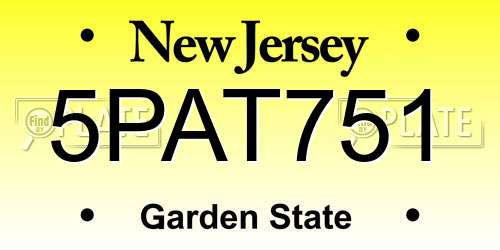 5PAT751 New Jersey License Plate