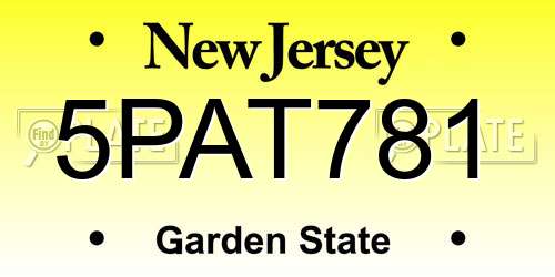 5PAT781 New Jersey License Plate