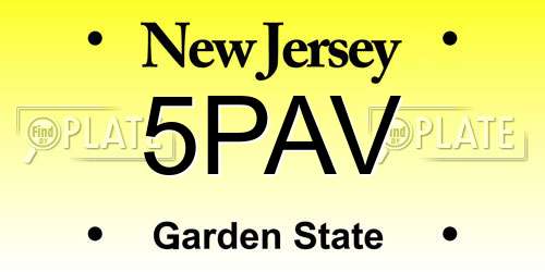 5PAV New Jersey License Plate