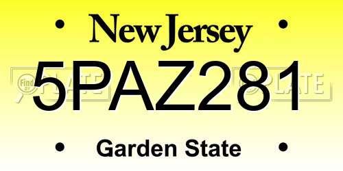 5PAZ281 New Jersey License Plate