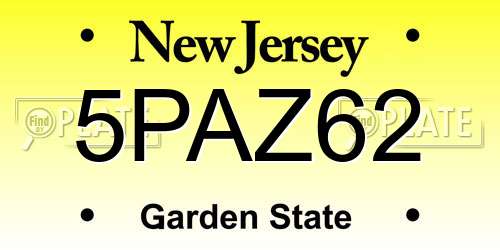 5PAZ62 New Jersey License Plate
