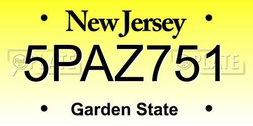 5PAZ751 New Jersey License Plate