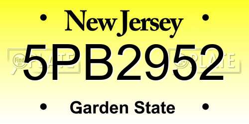 5PB2952 New Jersey License Plate