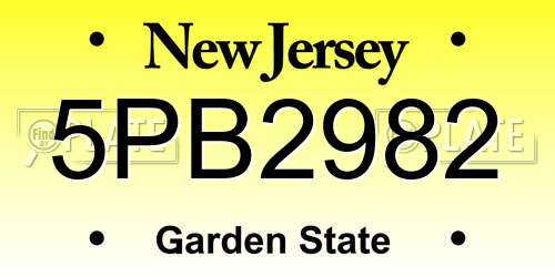 5PB2982 New Jersey License Plate