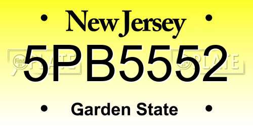 5PB5552 New Jersey License Plate