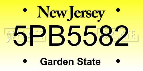 5PB5582 New Jersey License Plate