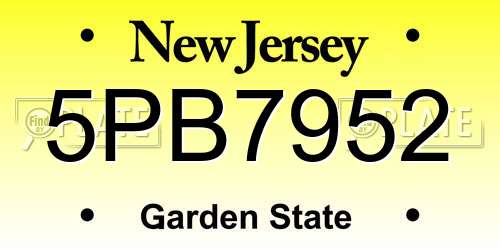 5PB7952 New Jersey License Plate