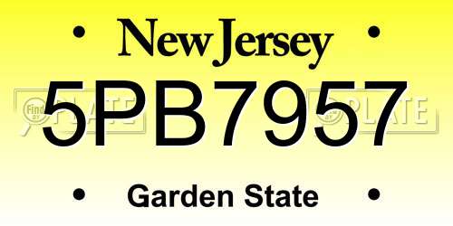 5PB7957 New Jersey License Plate